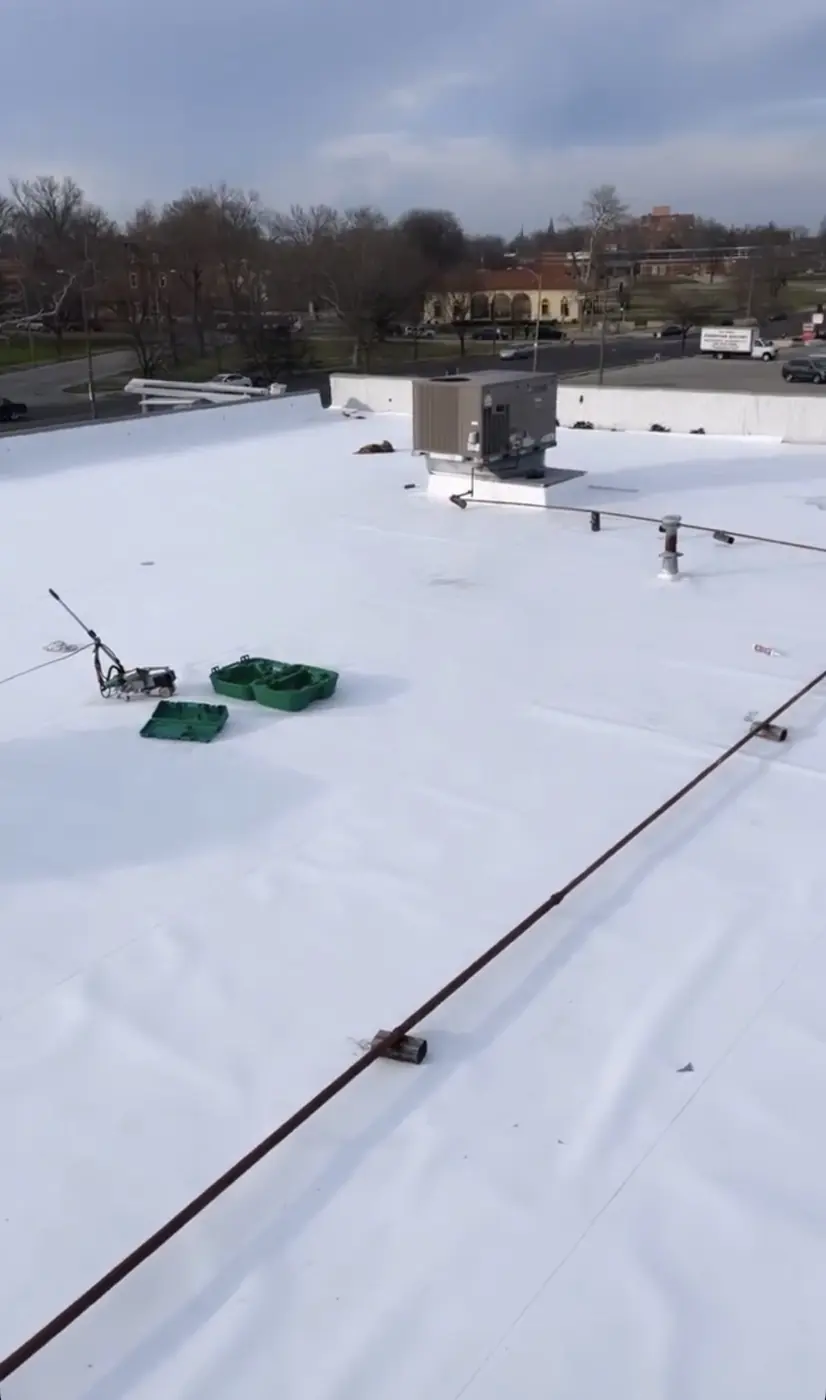 TPO roof with rooftop conduit runs